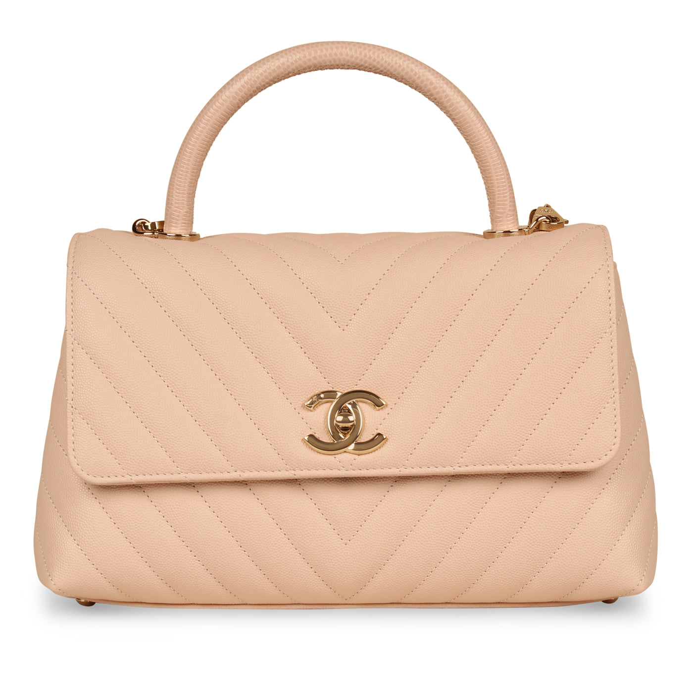 Chanel Pink Chevron Coco Top Handle Medium