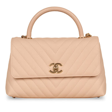 Chanel Pink Chevron Coco Top Handle Medium