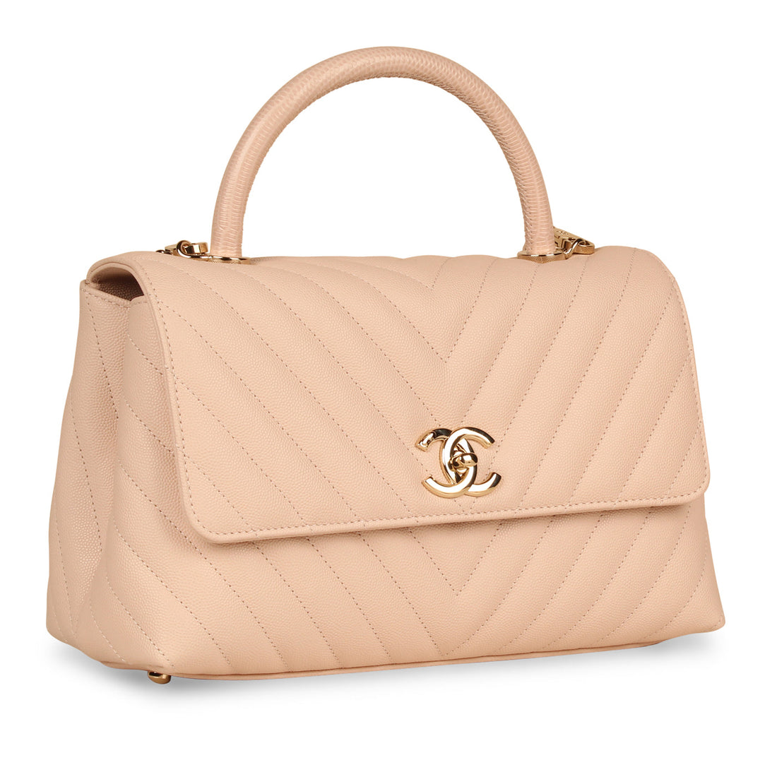 Chanel Pink Chevron Coco Top Handle Medium
