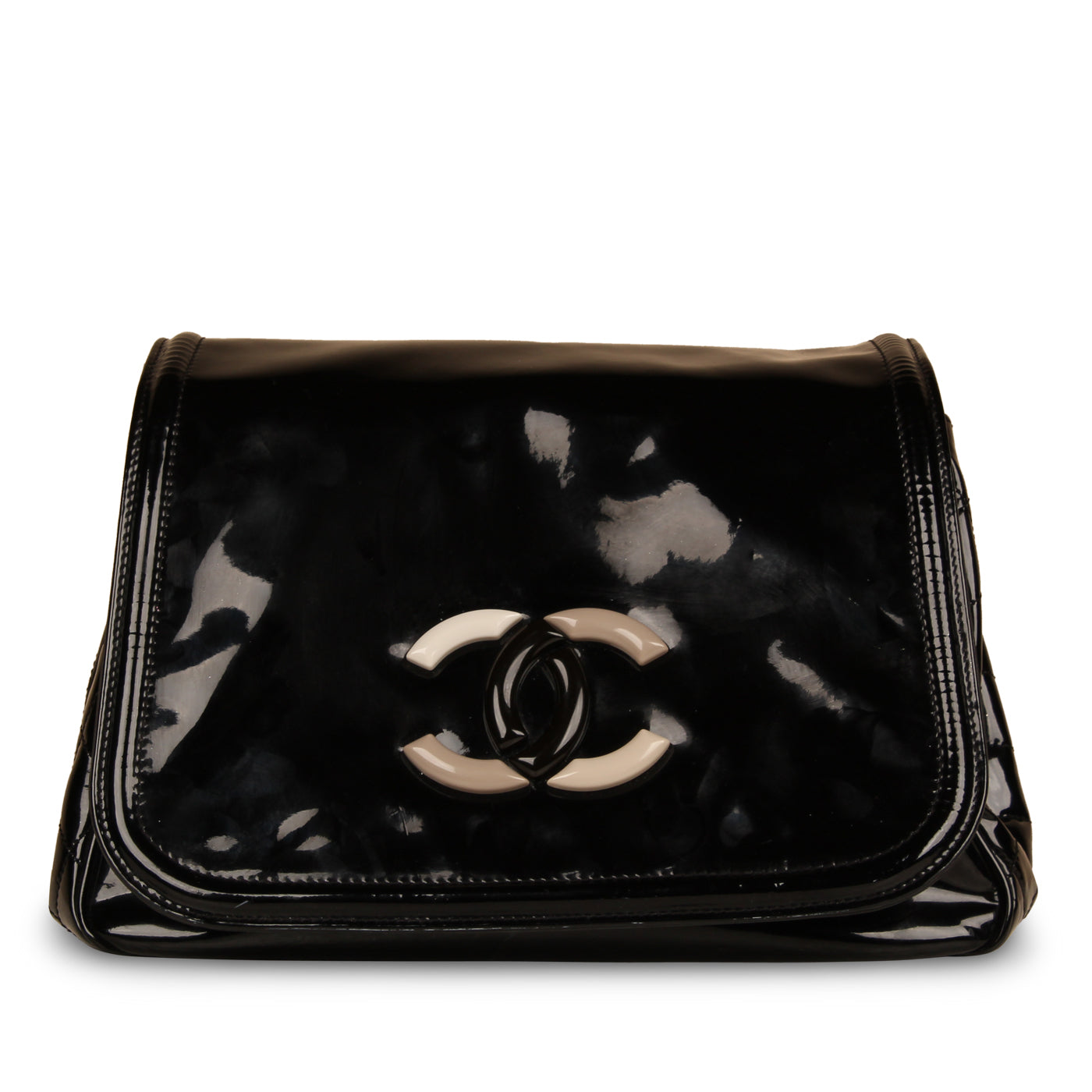 Chanel Vintage Black Vinyl Shoulder Bag