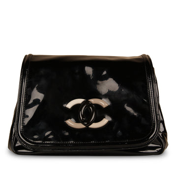 Chanel Vintage Black Vinyl Shoulder Bag