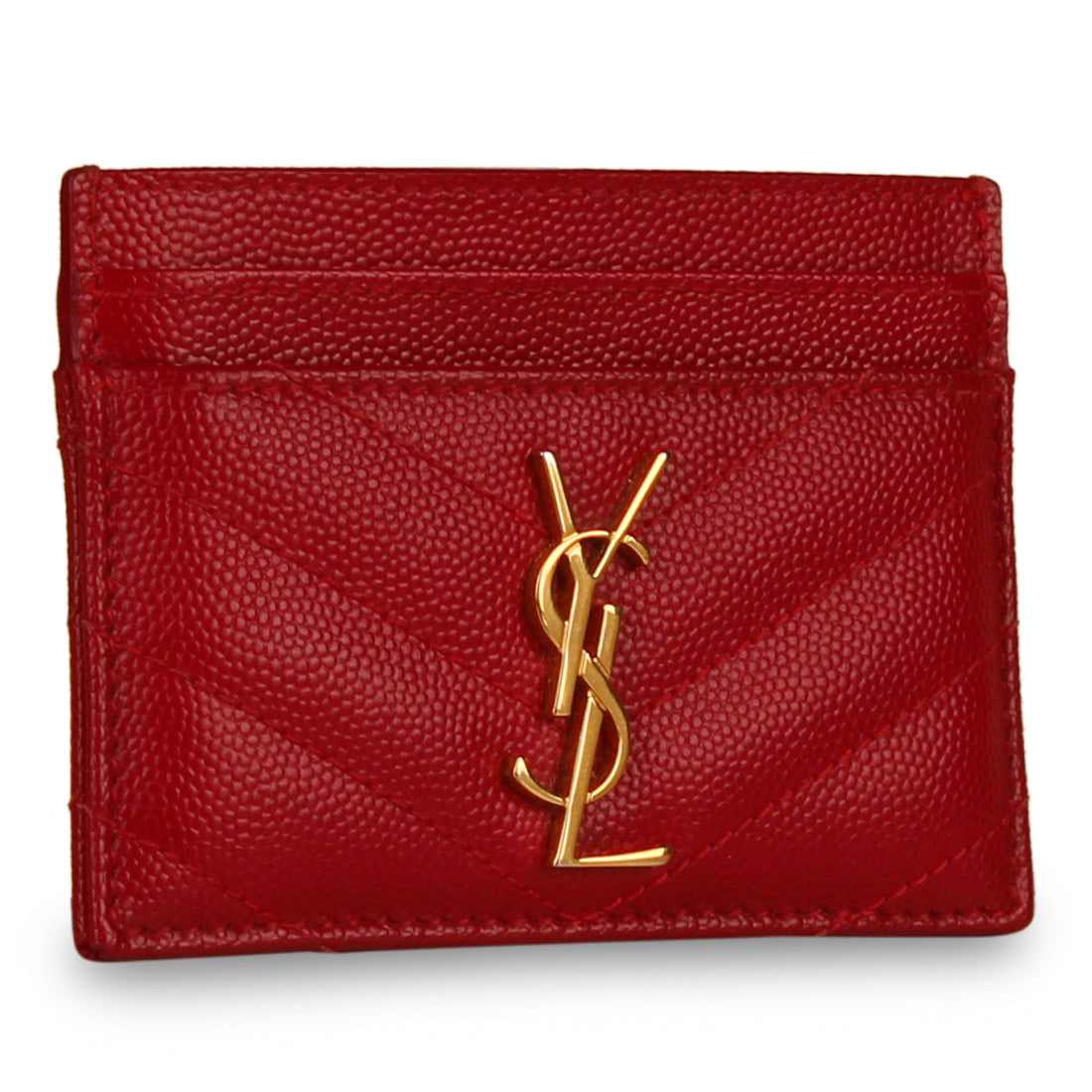 Yves Saint Laurent Red Chevron Card Holder