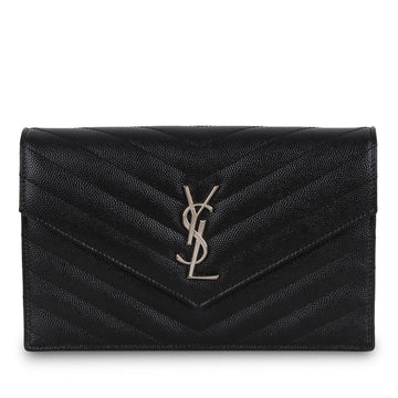 Yves Saint Laurent Envelope Chain Wallet - Black