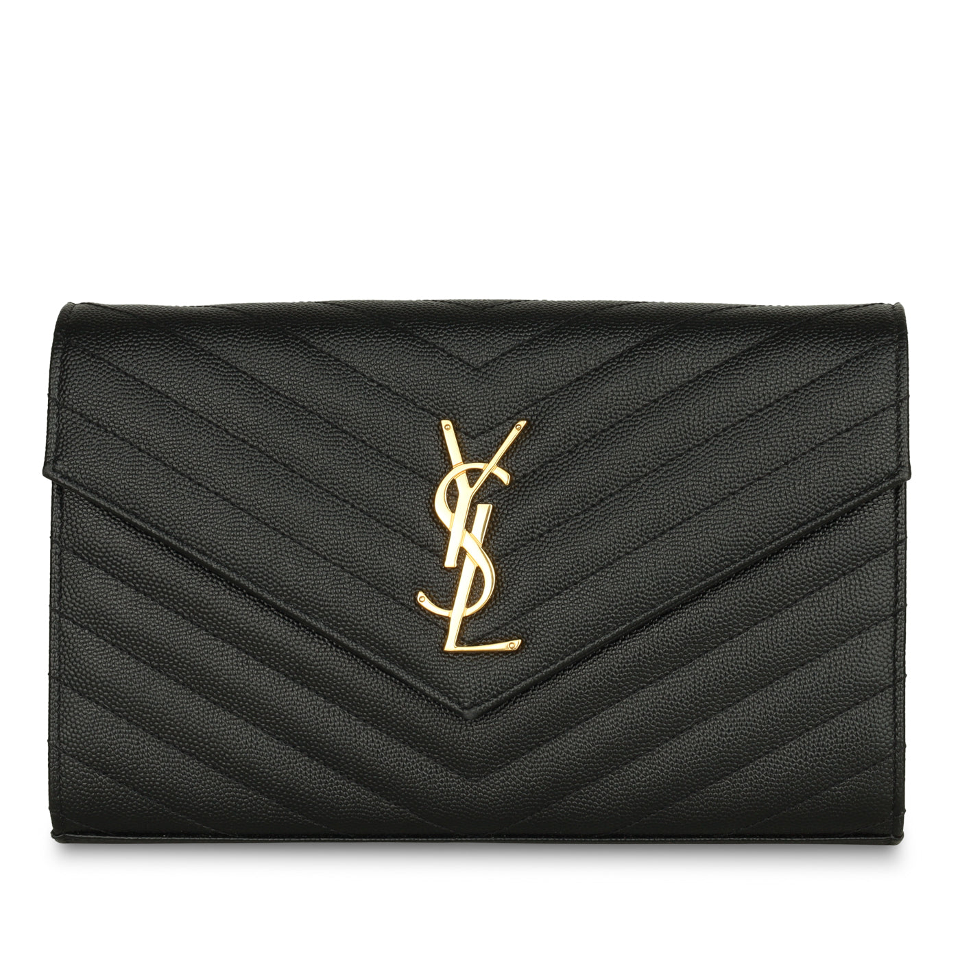Yves Saint Laurent Envelope Chain Wallet - Black