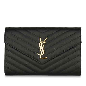 Yves Saint Laurent Envelope Chain Wallet - Black