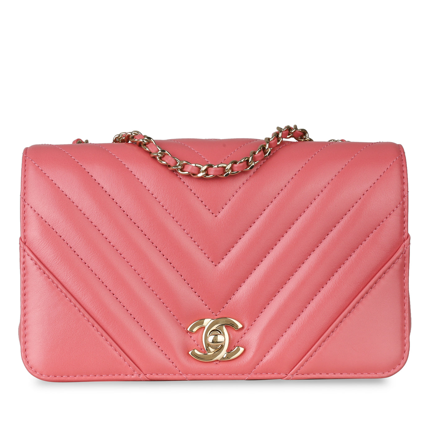 Chanel Pink Chevron Flap Bag