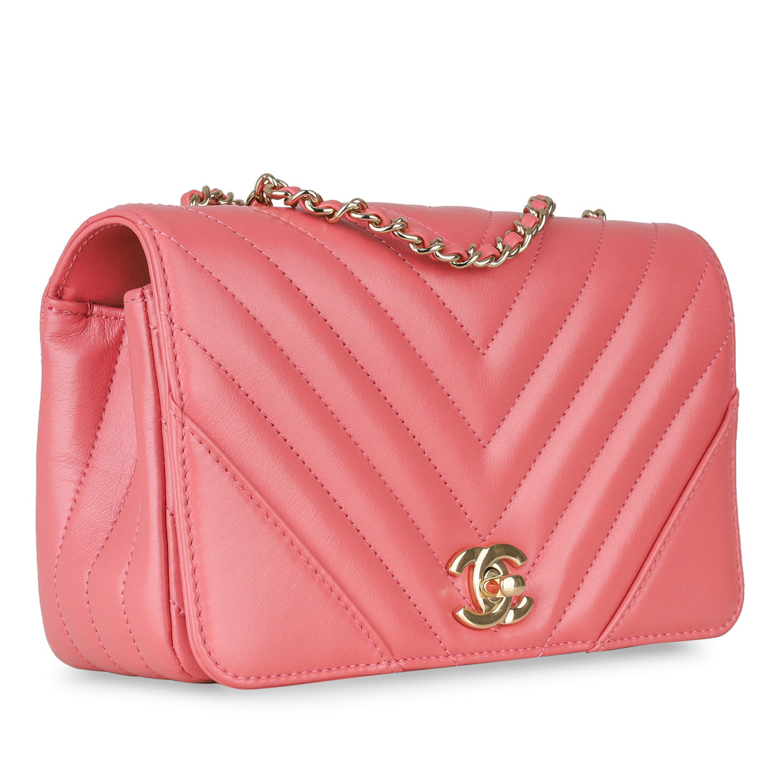 Chanel Pink Chevron Flap Bag
