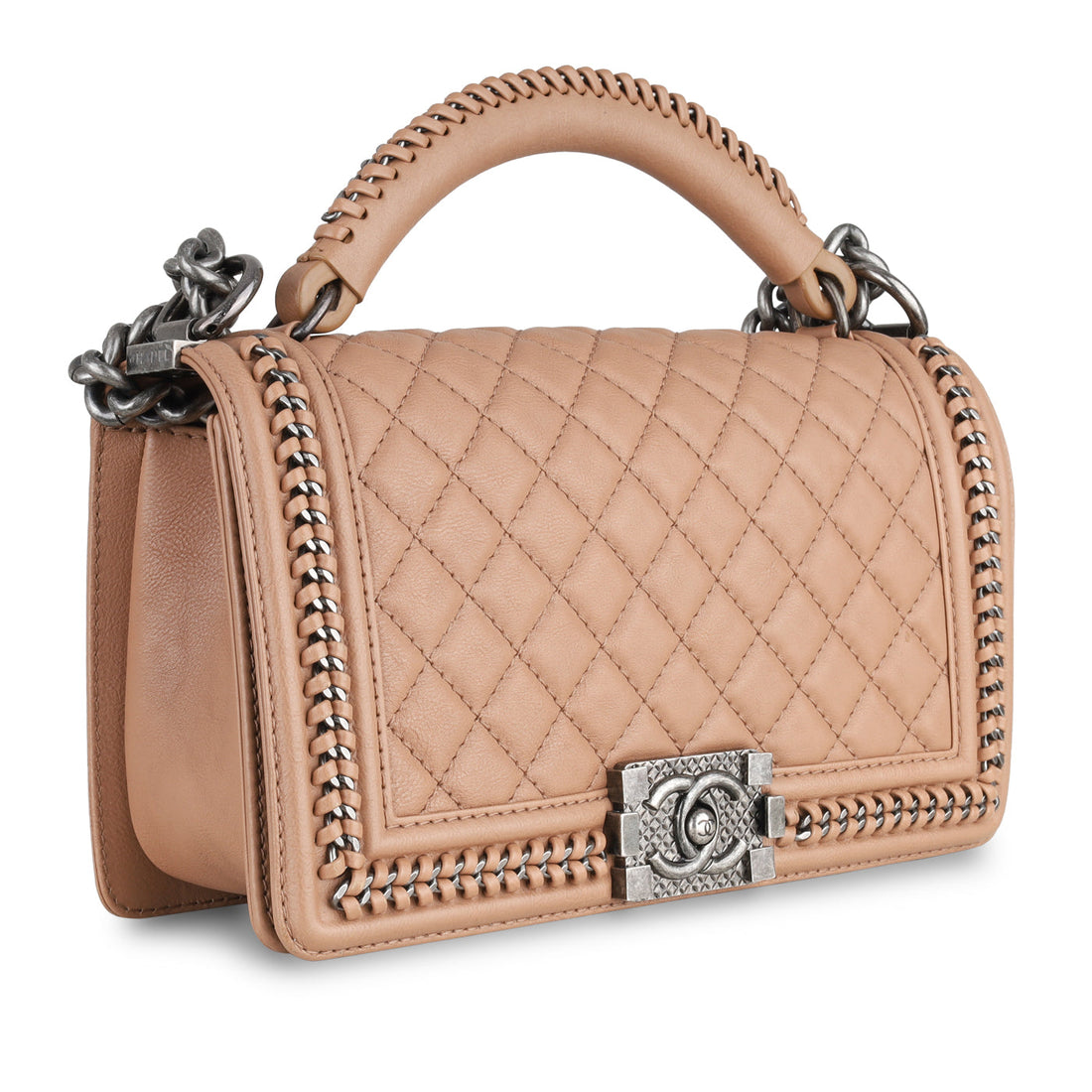 Chanel Boy Bag Top Handle Old Medium