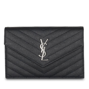Yves Saint Laurent Envelope Chain Wallet - Black