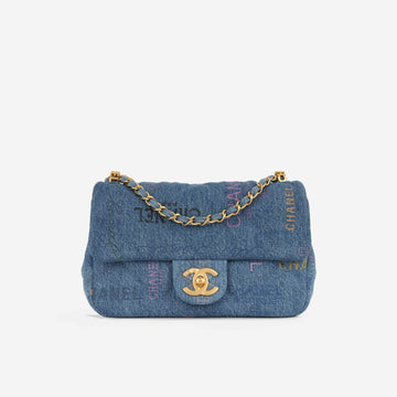 Chanel Small Flap Bag Denim Logo
