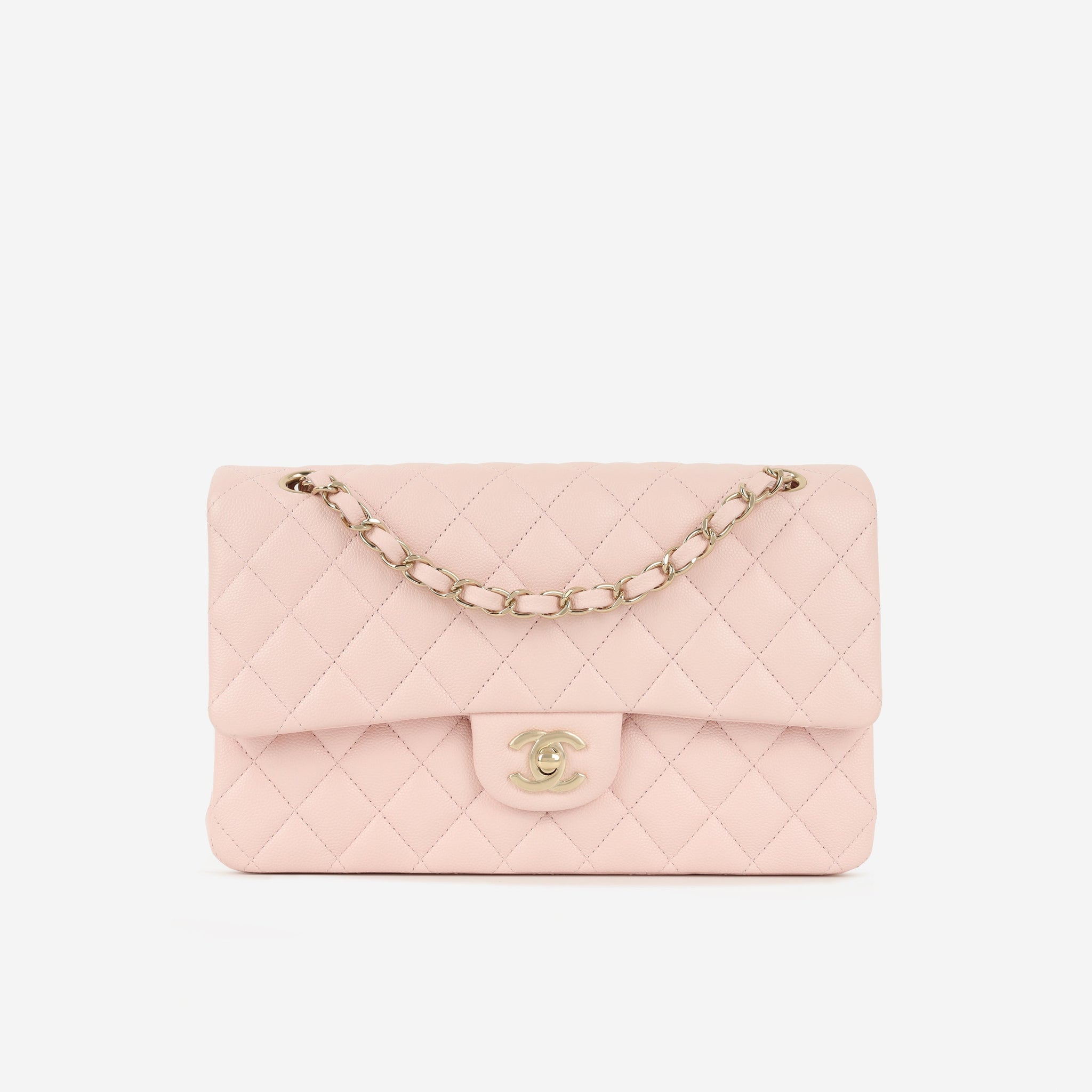 Chanel Medium Classic Flap Light Pink Caviar Champagne Gold Hardware