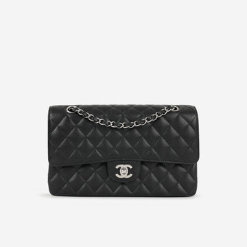 Chanel Vintage Medium Classic Flap Black Caviar Silver Hardware