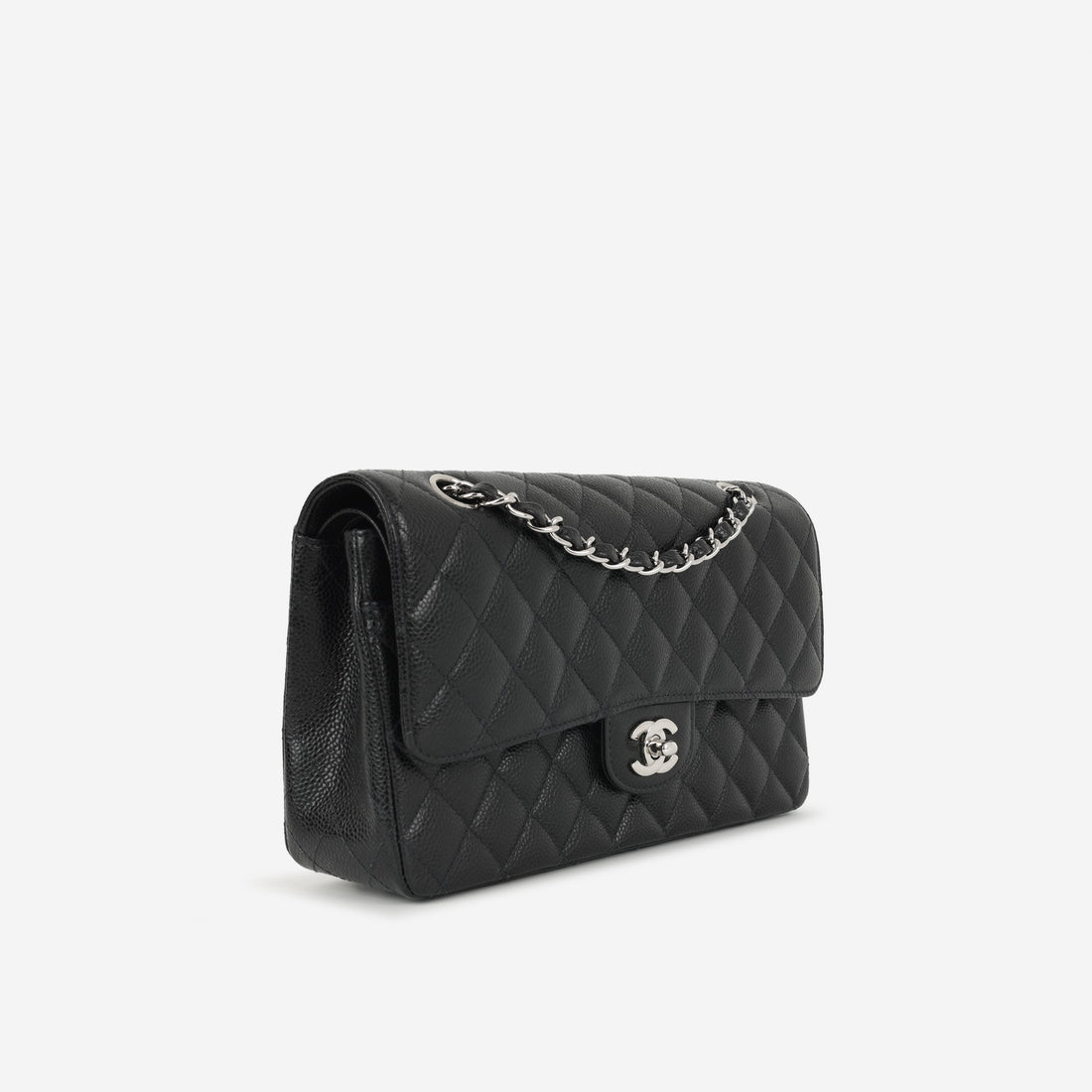 Chanel Vintage Medium Classic Flap Black Caviar Silver Hardware