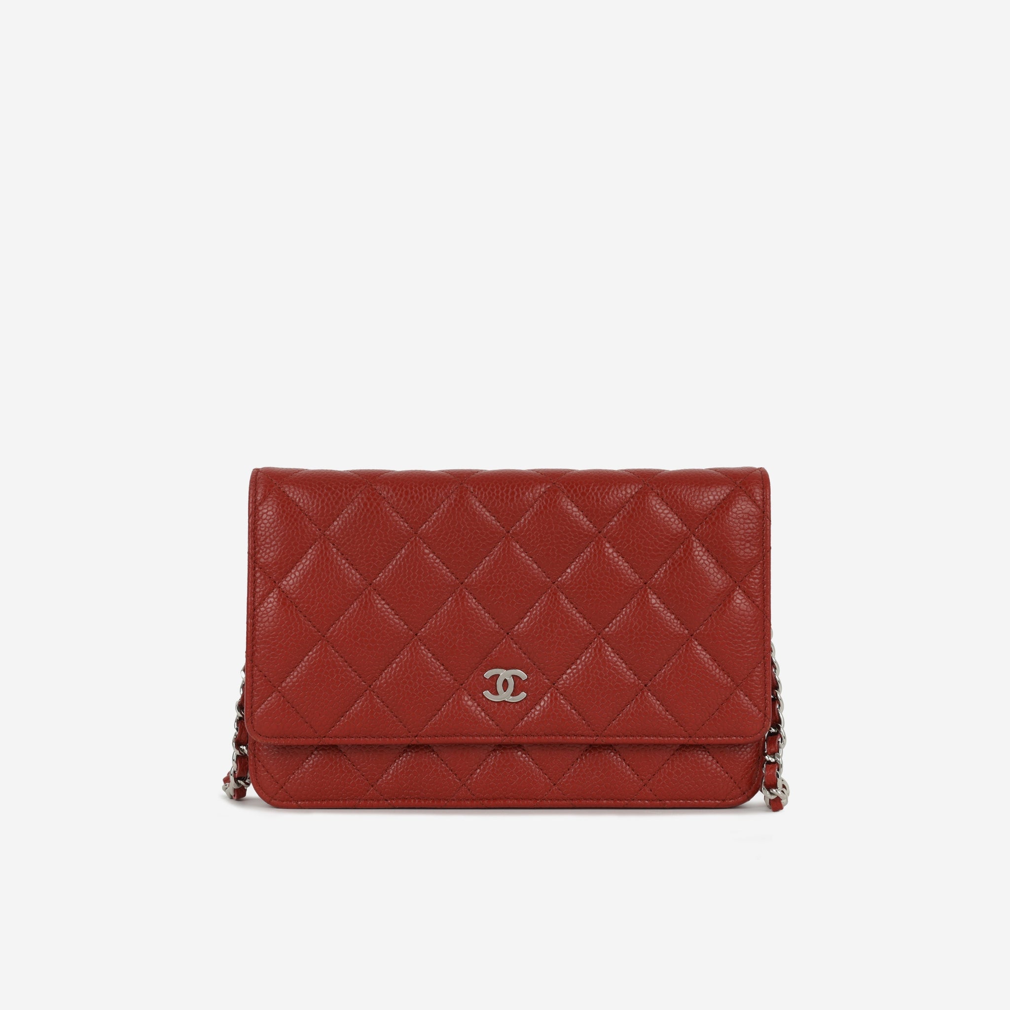 Chanel Classic Wallet on Chain Red Caviar Silver Hardware