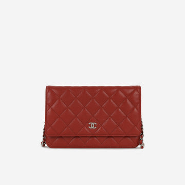 Chanel Classic Wallet on Chain Red Caviar Silver Hardware