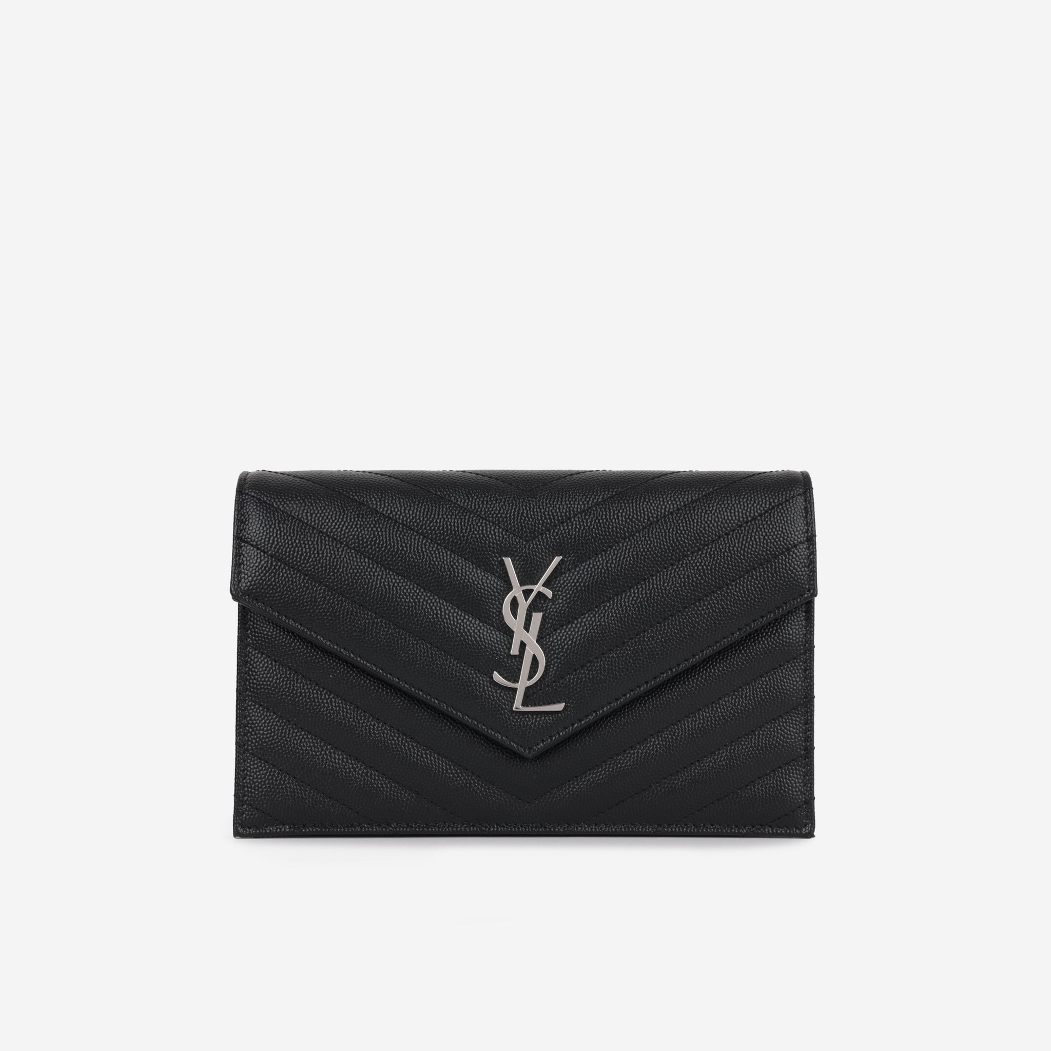 Yves Saint Laurent Saint Laurent Mini Cassandre WOC – Black Grained Calfskin | Silver Hardware