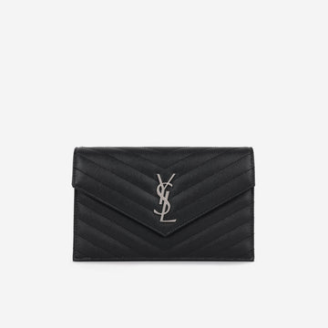 Yves Saint Laurent Saint Laurent Mini Cassandre WOC – Black Grained Calfskin | Silver Hardware