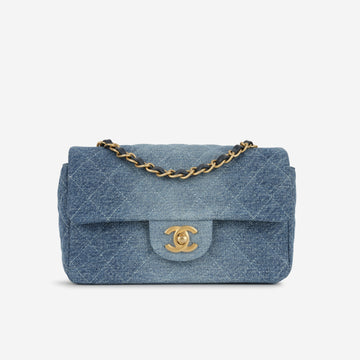 Chanel Mini Rectangular Blue Ombre Denim Gold Hardware