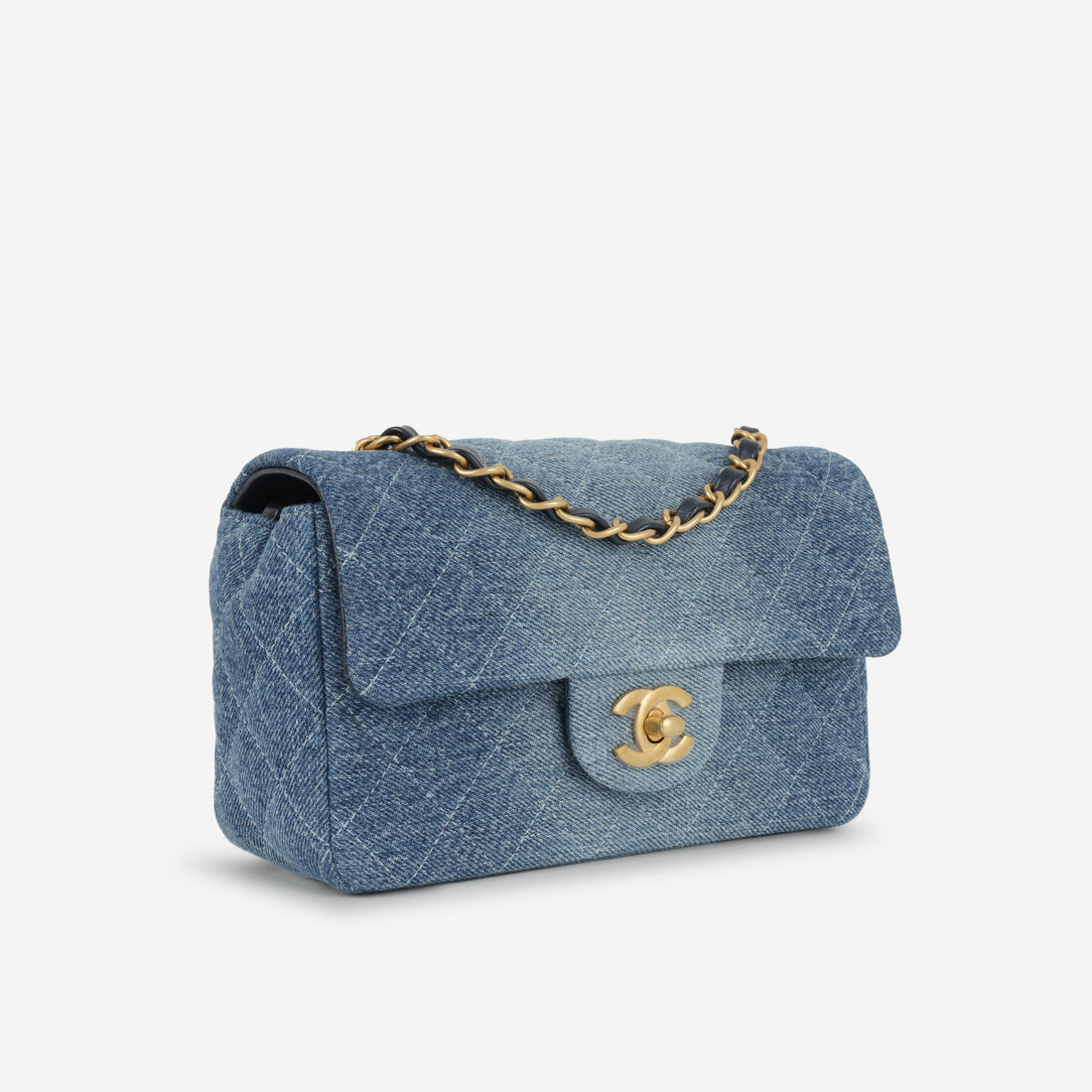 Chanel Mini Rectangular Blue Ombre Denim Gold Hardware