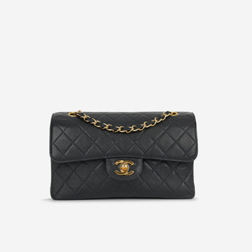 Chanel Vintage Small Classic Flap Midnight Blue Caviar Gold Hardware
