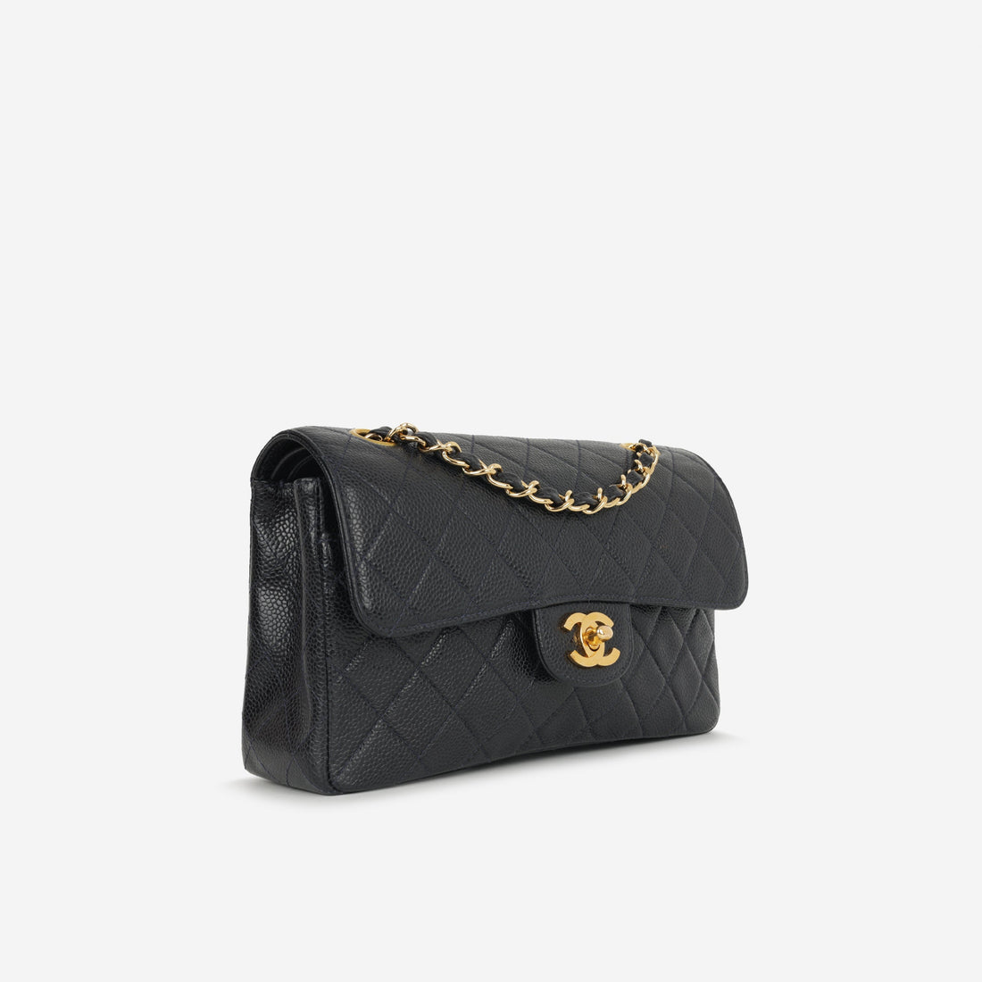 Chanel Vintage Small Classic Flap Midnight Blue Caviar Gold Hardware