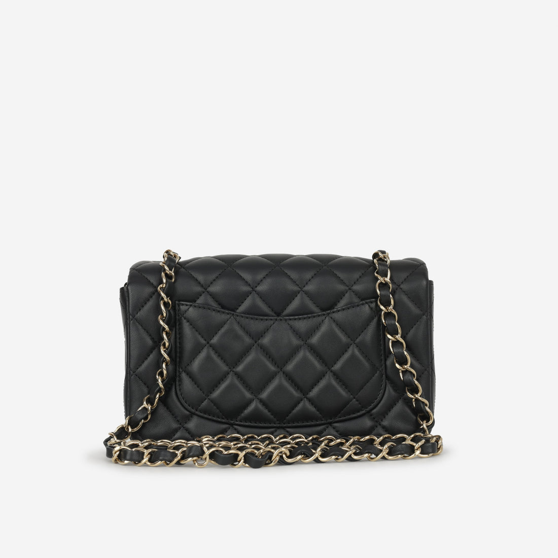 Chanel Mini Flap Rectangular Black Lambskin Champagne Gold Hardware