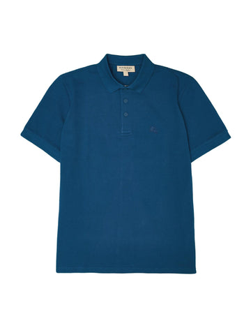 Burberry Short Sleeve Polo Shirt Men Aquamarine Blue