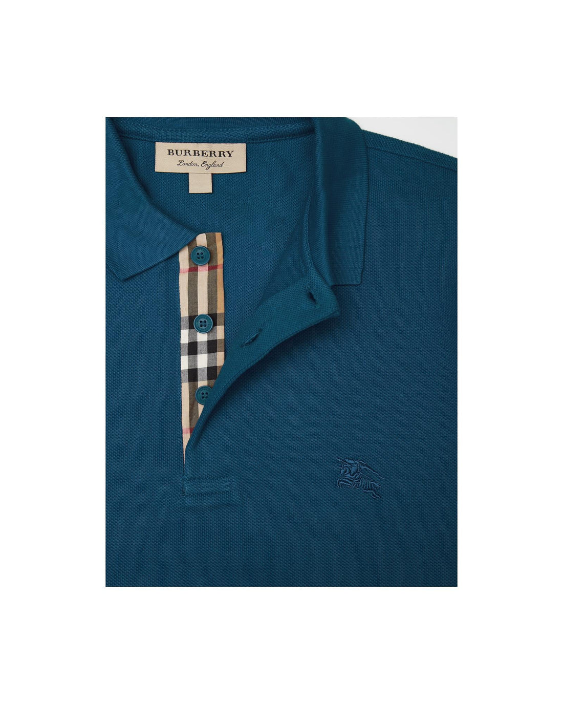 Burberry Short Sleeve Polo Shirt Men Aquamarine Blue