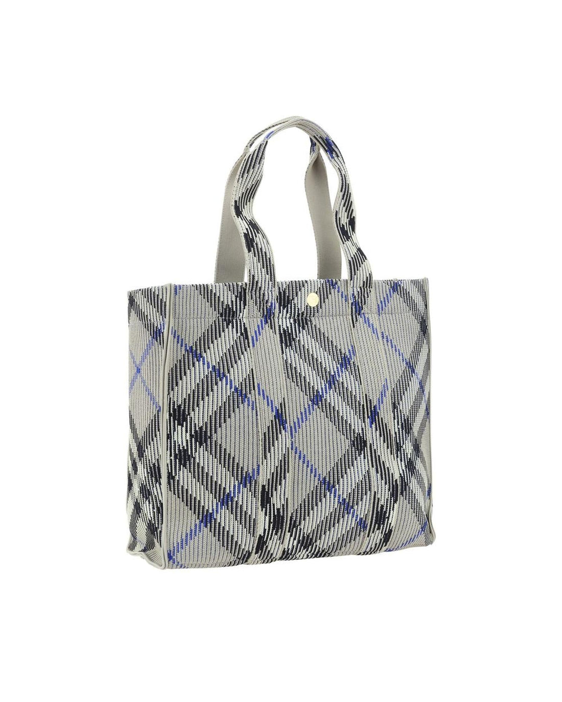 Burberry Woven Plaid Tote Bag Women Gray Shoulder Bags