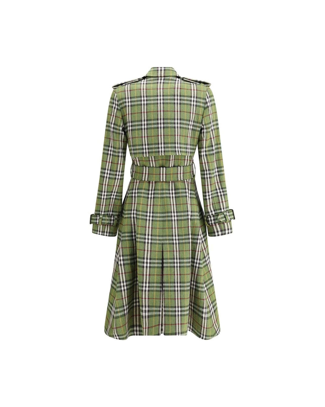 Burberry Plaid Trench Coat with Belt Women Green