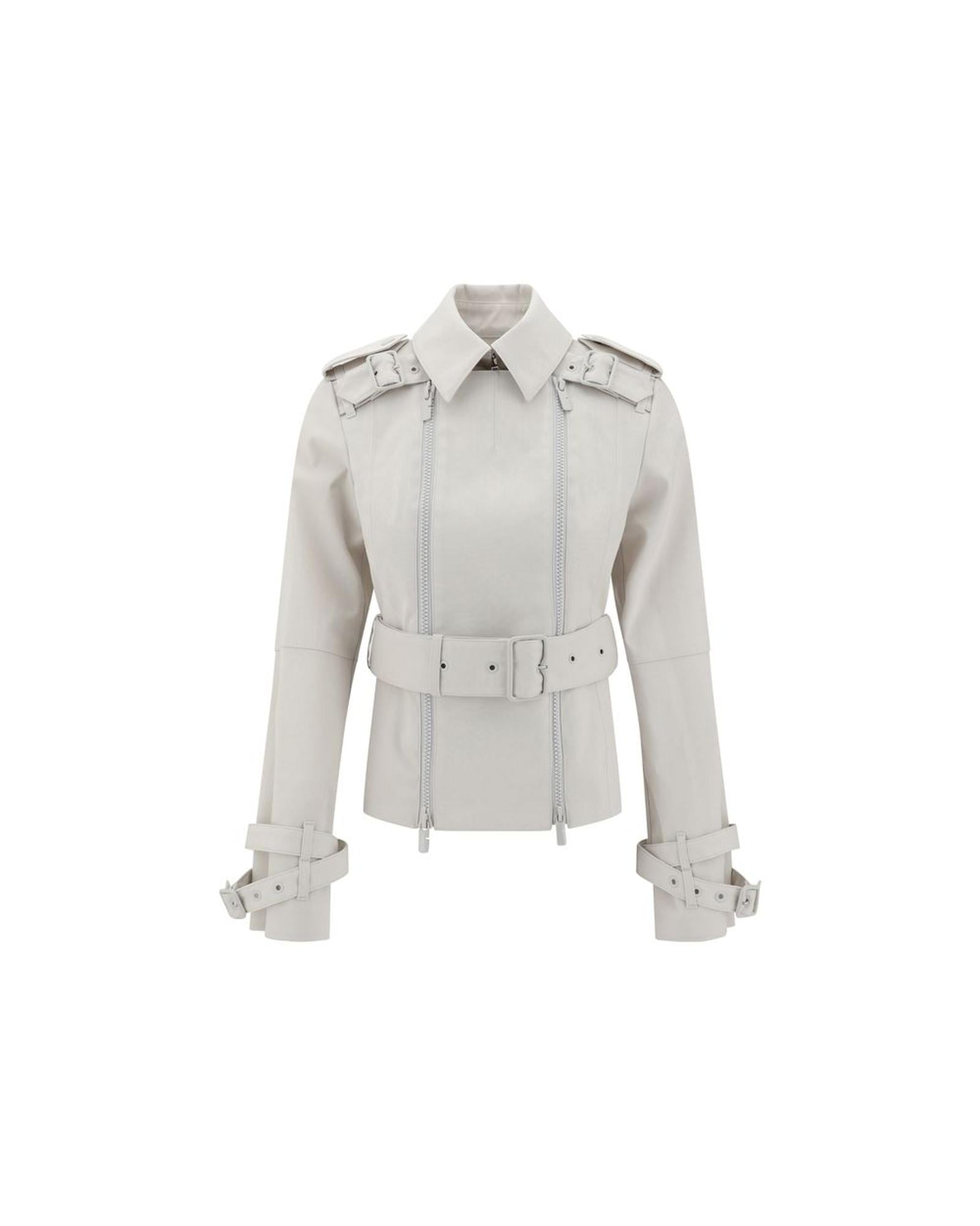 Burberry Belted Leather Trench Coat Women Beige