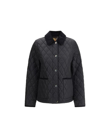 Burberry Quilted Jacket Snap Button Closure Women Black Jackets & Coats