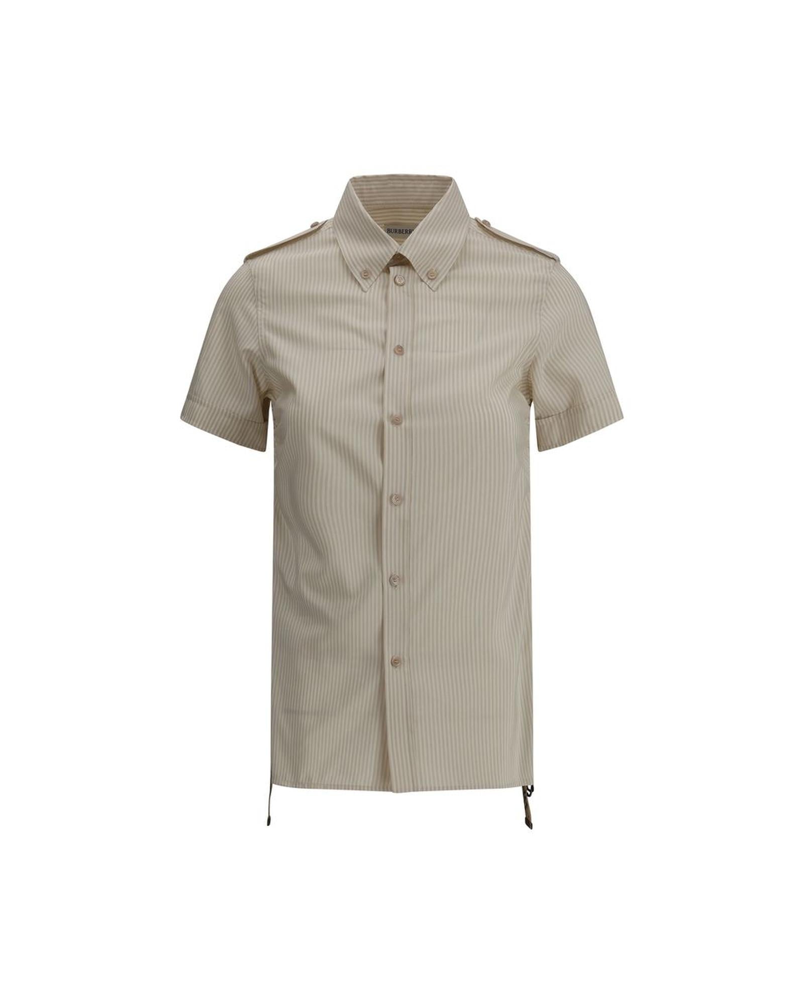 Burberry Striped Short Sleeve Shirt Women Beige
