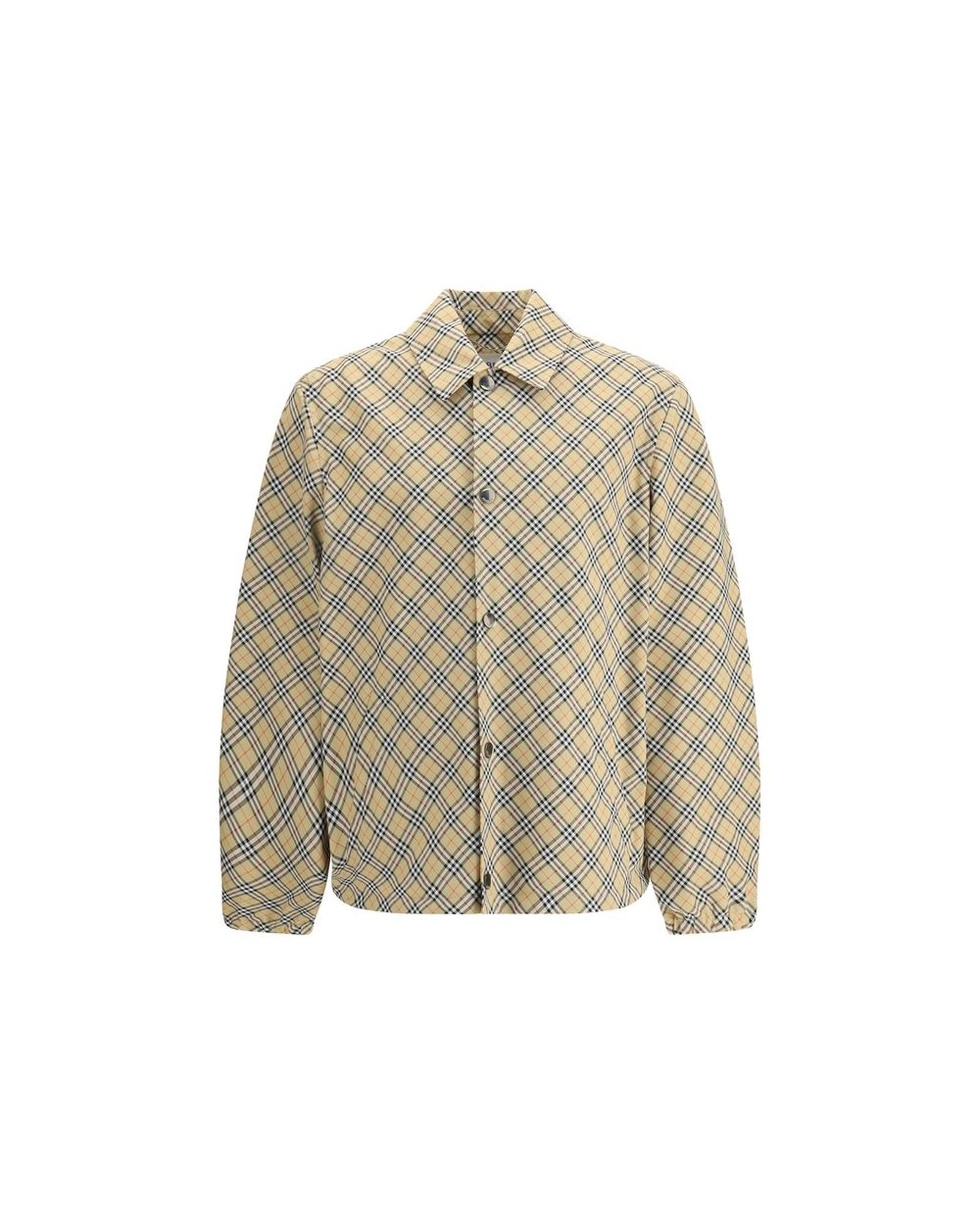Burberry Plaid ButtonUp Longsleeve Shirt Men Beige Jackets