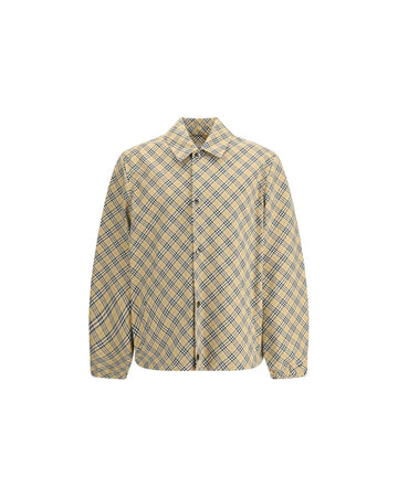 Burberry Plaid ButtonUp Longsleeve Shirt Men Beige Jackets