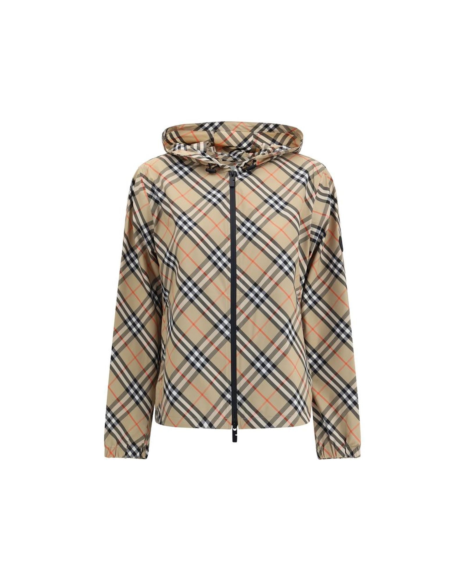 Burberry Plaid Pattern Outerwear Jacket Women Beige Jackets & Coats