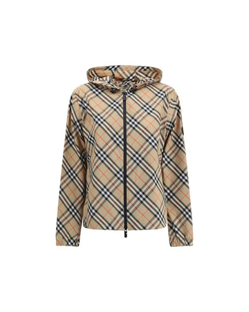 Burberry Plaid Pattern Outerwear Jacket Women Beige Jackets & Coats