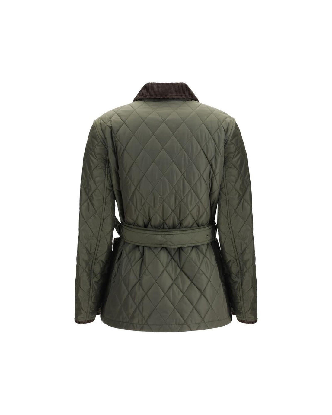 Burberry Quilted Corduroy Collar Jacket Women Green Jackets & Coats
