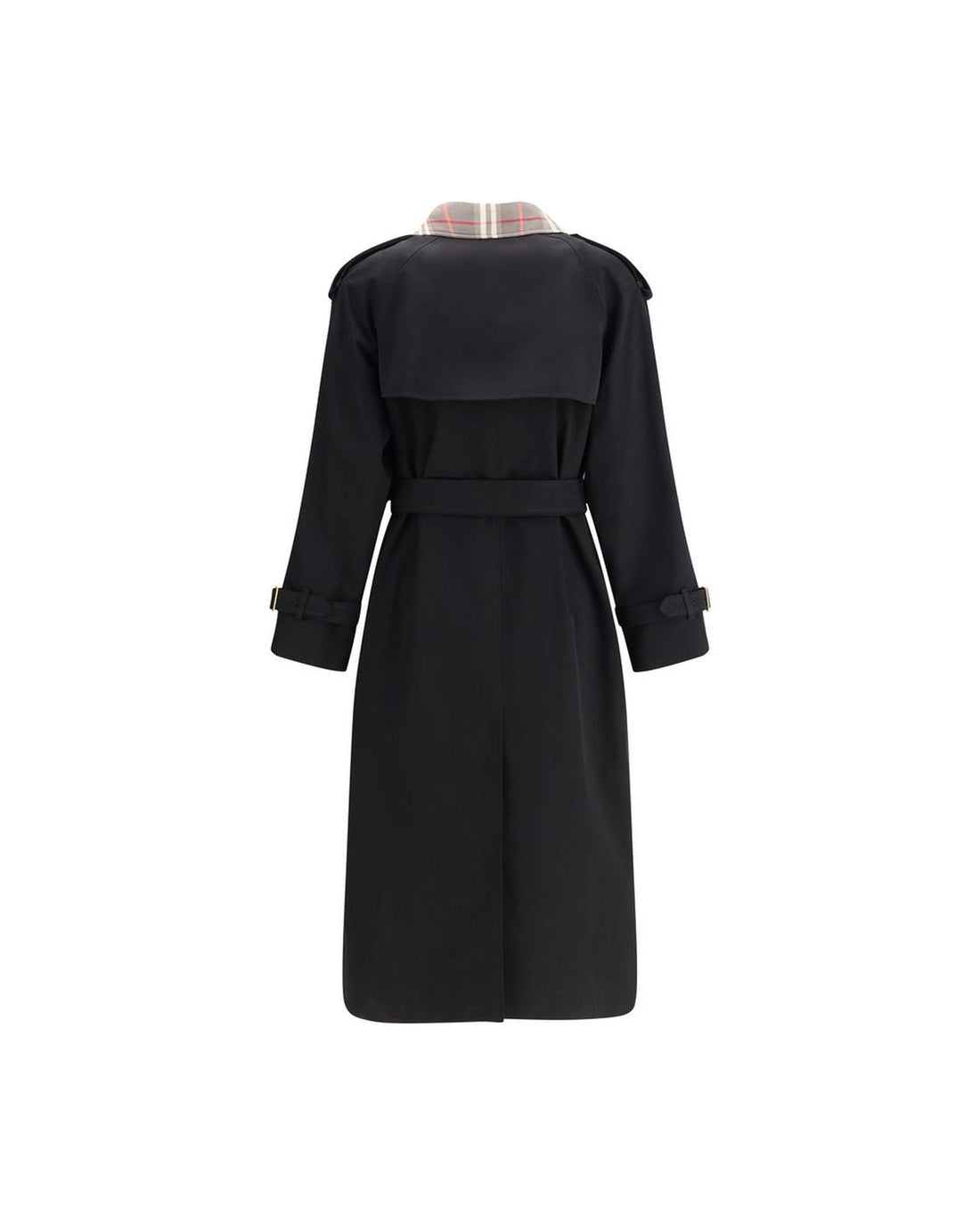 Burberry Trench Coat Plaid Collar Classic Design Women Black Jackets & Coats