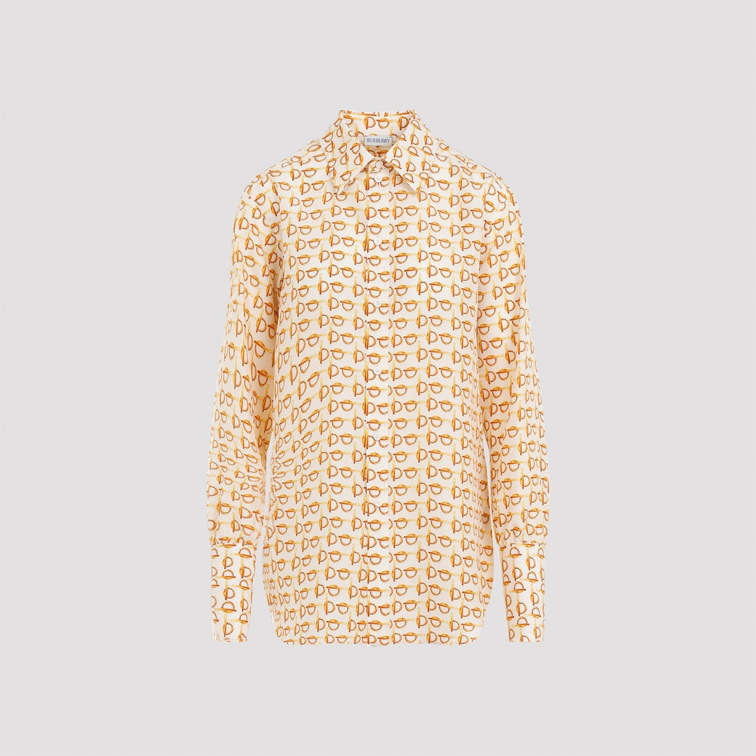 BURBERRY Silk Shirt with All-Over Graphic Print