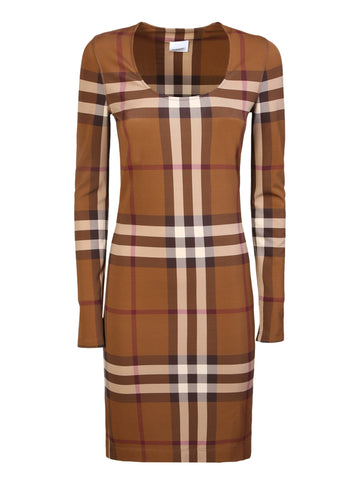 BURBERRY Elegant Midi Dress with Iconic Check Print