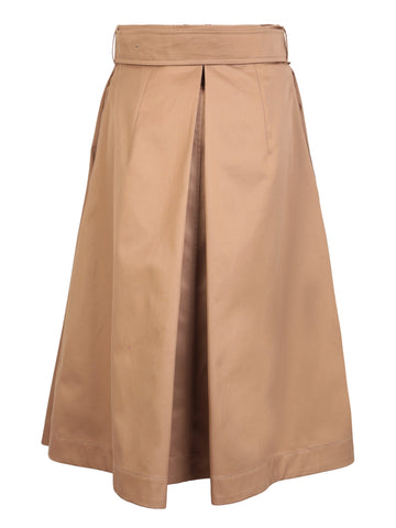 BURBERRY Flared Midi Skirt with High Waist and Belt