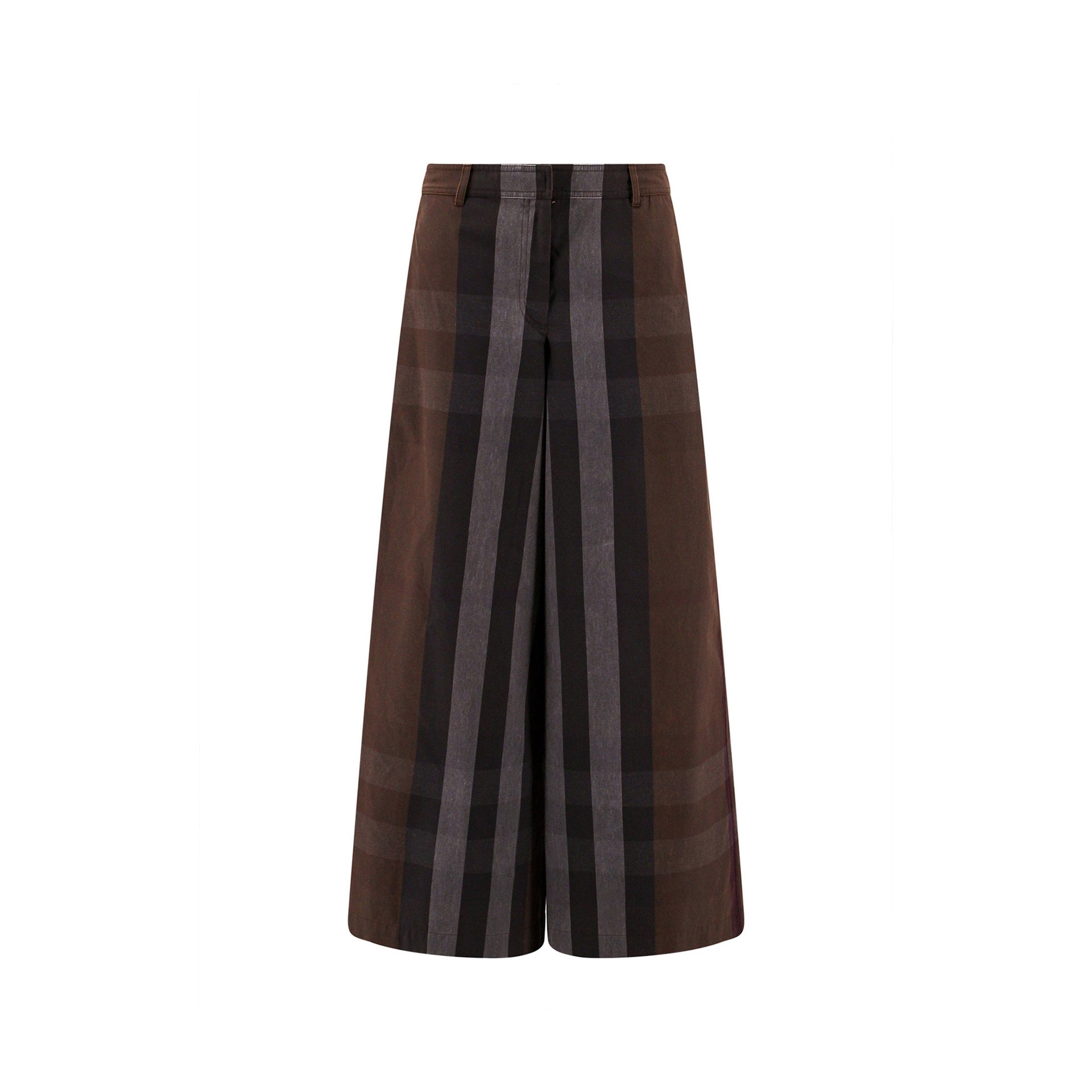 BURBERRY Checkered Design Wide Leg Canvas Pants