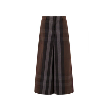 BURBERRY Checkered Design Wide Leg Canvas Pants