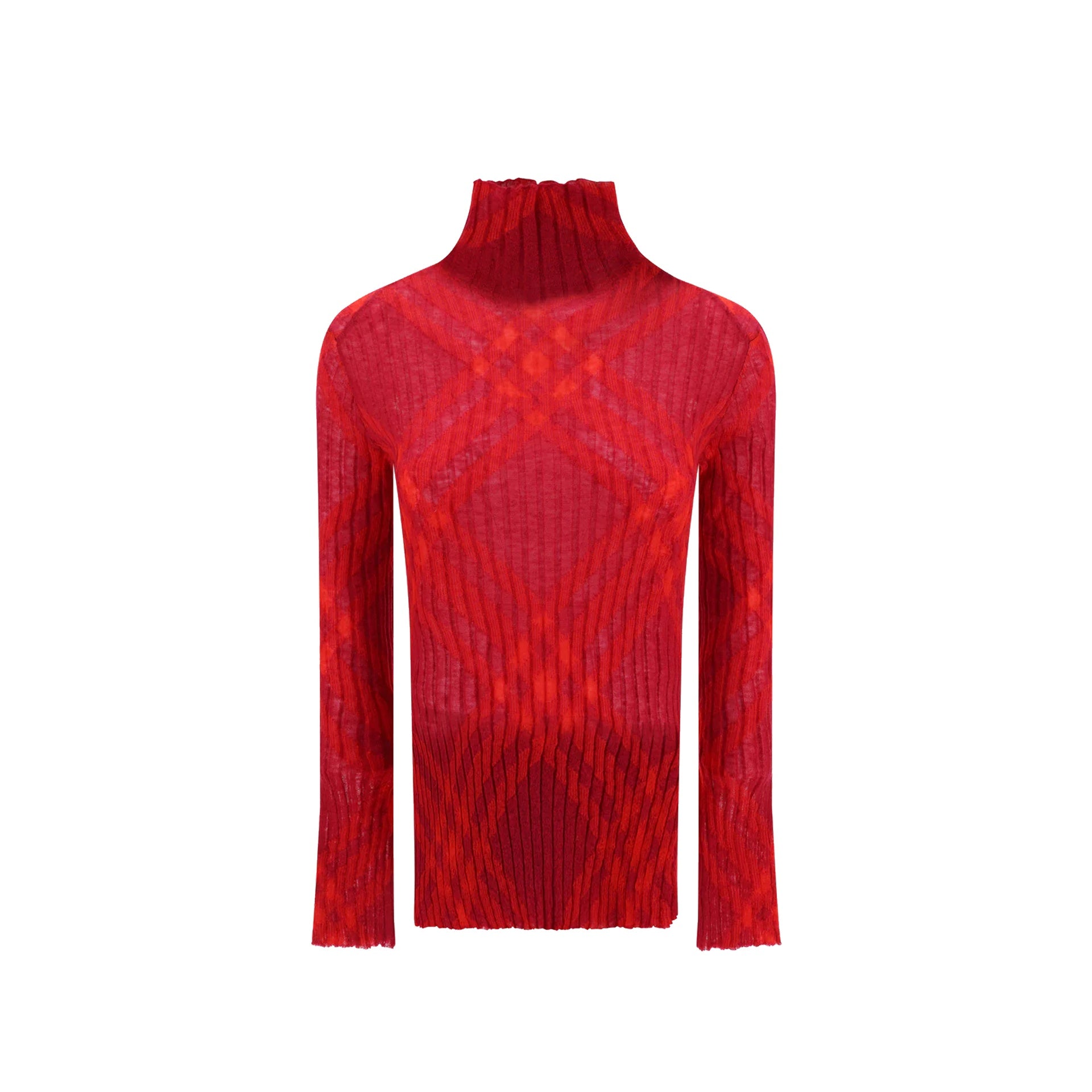 BURBERRY Wool Sweater with High Neck and Ribbed Effect