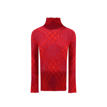 BURBERRY Wool Sweater with High Neck and Ribbed Effect