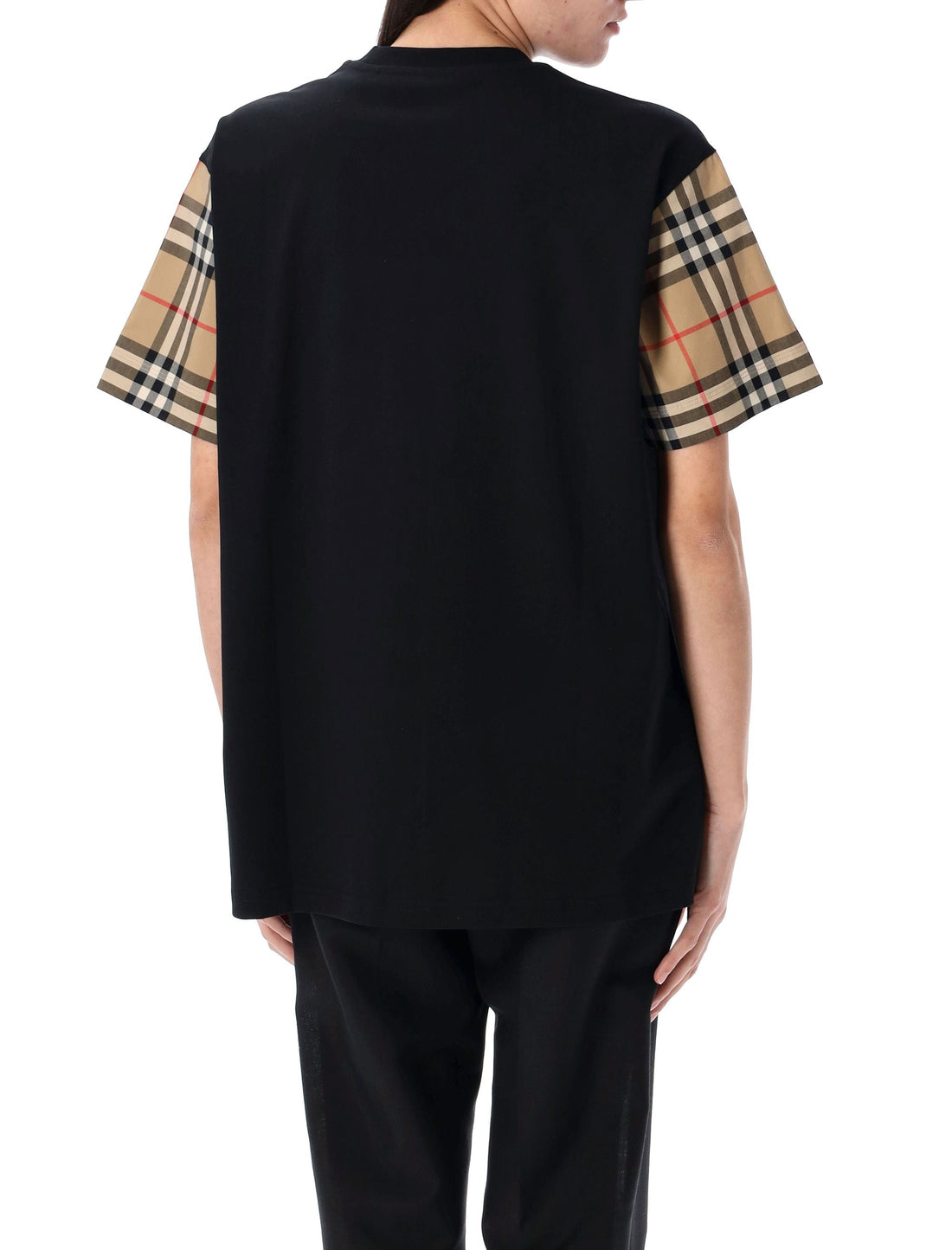 BURBERRY Check Sleeve Cotton T-Shirt for Women