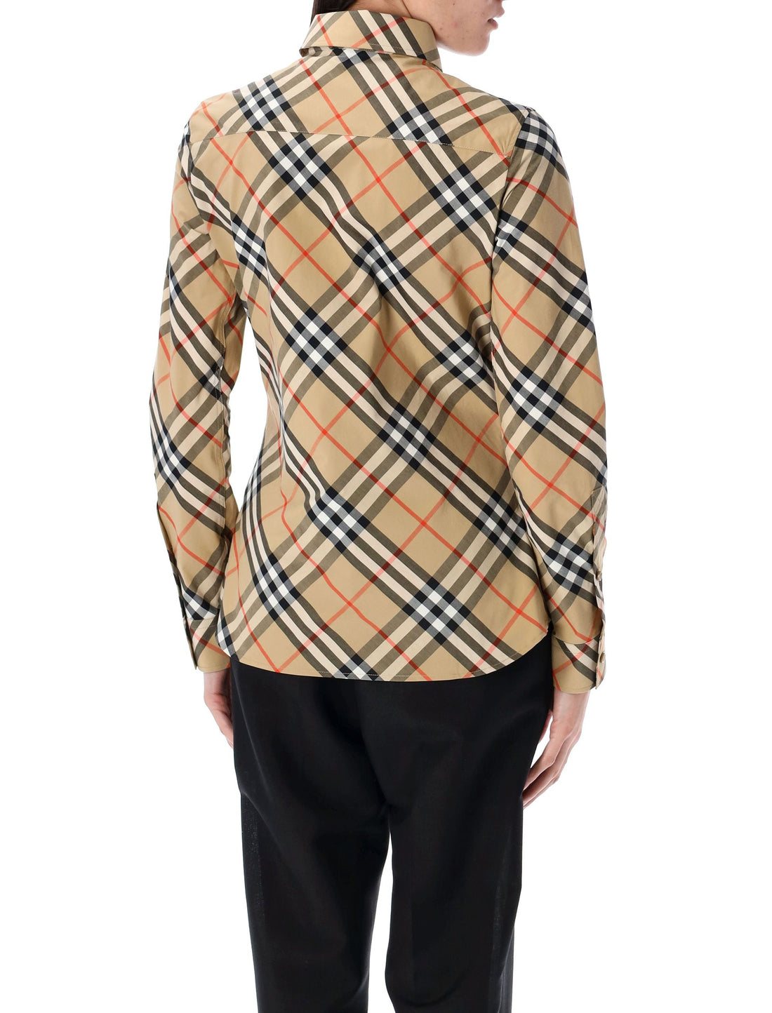 BURBERRY Slim Fit Check Cotton Shirt - Women's Size 8