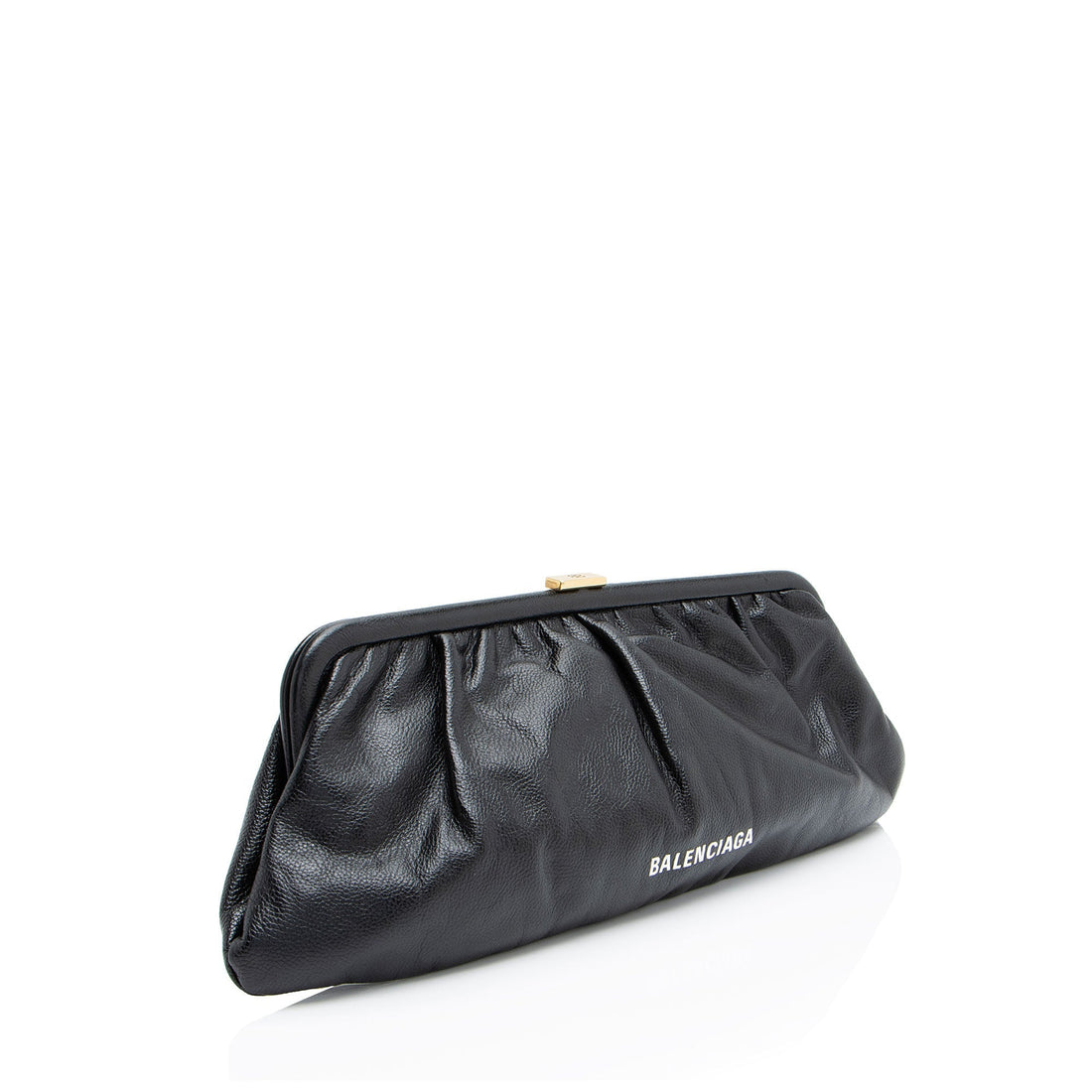 Balenciaga Calfskin Logo Cloud XL Framed Clutch (SHF-DUmqD8)
