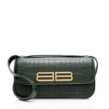 Balenciaga Croc Embossed Calfskin Gossip Small Shoulder Bag (SHF-Vvr5sm)